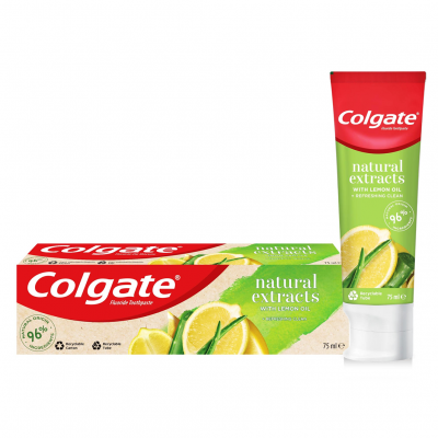 COLGATE FLUORIDE TOOTHPASTE NATURAL EXTRACTS WITH LEMON OIL + REFRESHING CLEAN 75 ML
